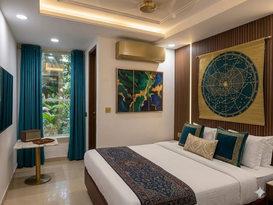Bed, Living room, Photo of the whole room, Seating area, Bedroom, air conditioner
