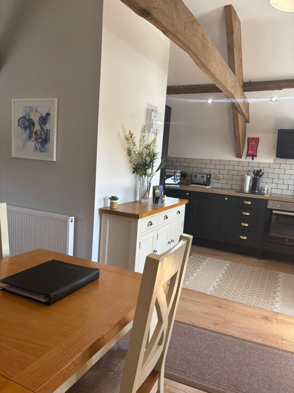Kitchen or kitchenette, stove