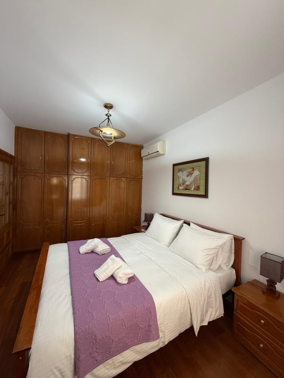 Bed, wardrobe