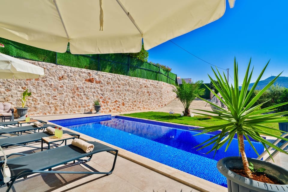 Patio, Day, Natural landscape, Pool view, Swimming pool, sunbed