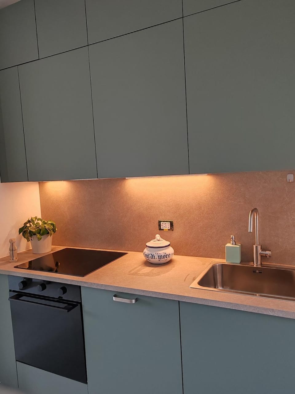Kitchen or kitchenette, dishwasher, stove