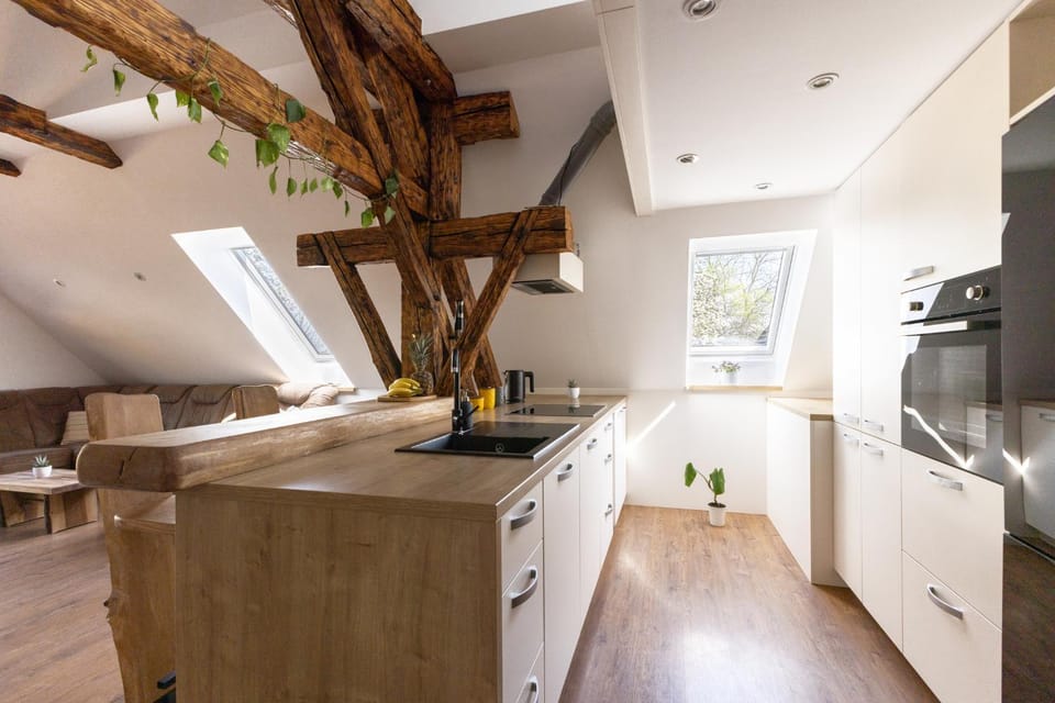 Kitchen or kitchenette, oven, stove