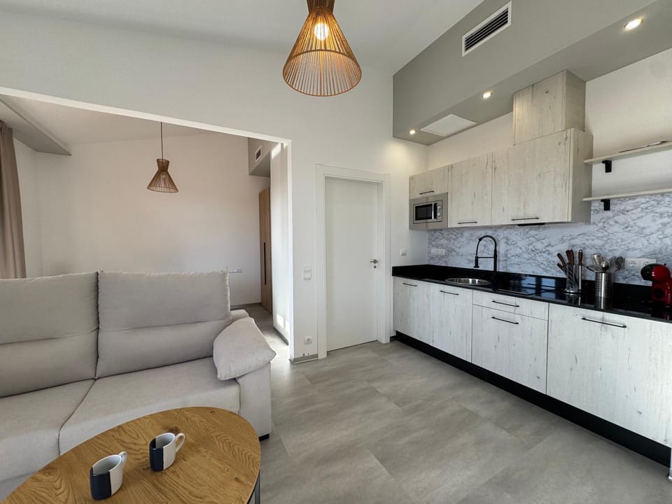 Kitchen or kitchenette, Living room, Seating area, Dining area, dishwasher, microwave, washing machine