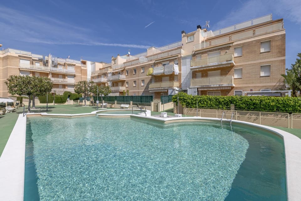 Property building, Living room, Swimming pool