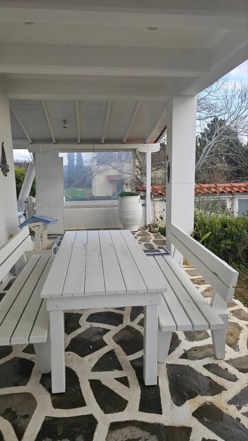 White and Blue House in Evros, Greece