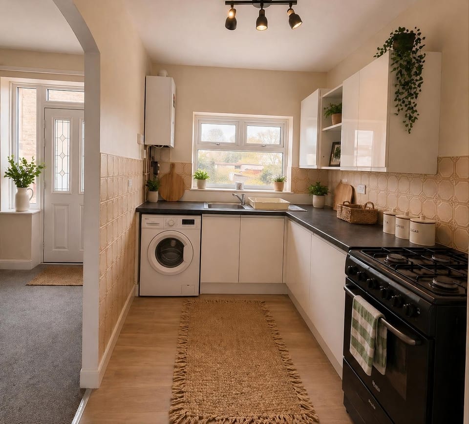 Coffee/tea facilities, Kitchen or kitchenette, microwave, stove, toaster, washing machine, dryer