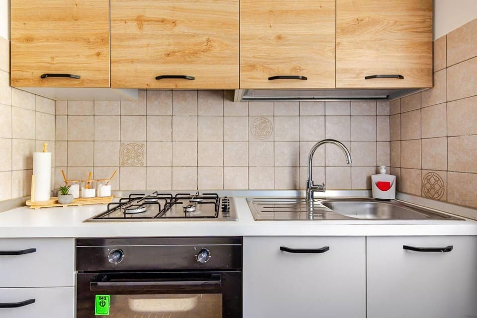 Kitchen or kitchenette, stove