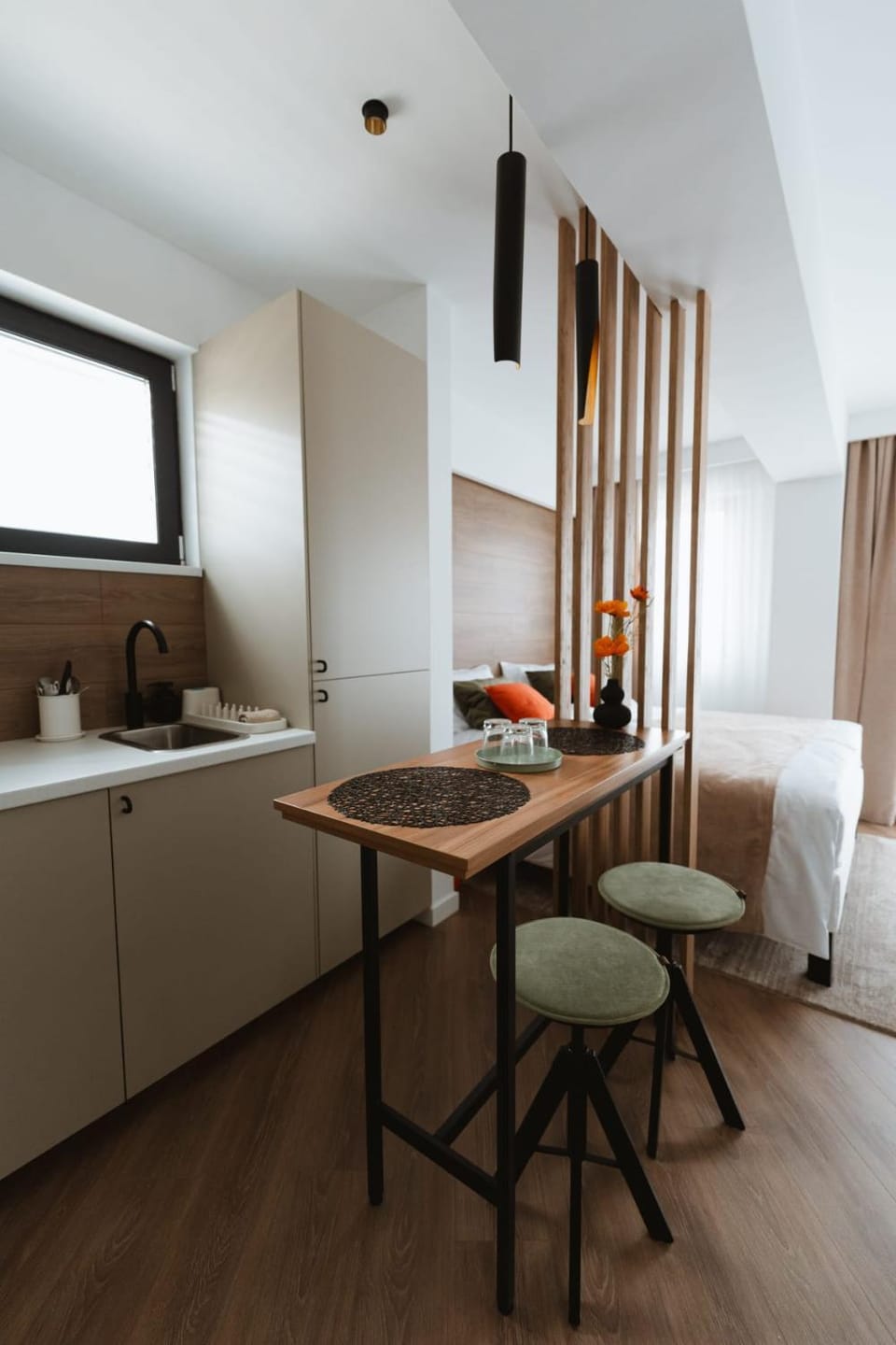 Kitchen or kitchenette, Living room, Dining area