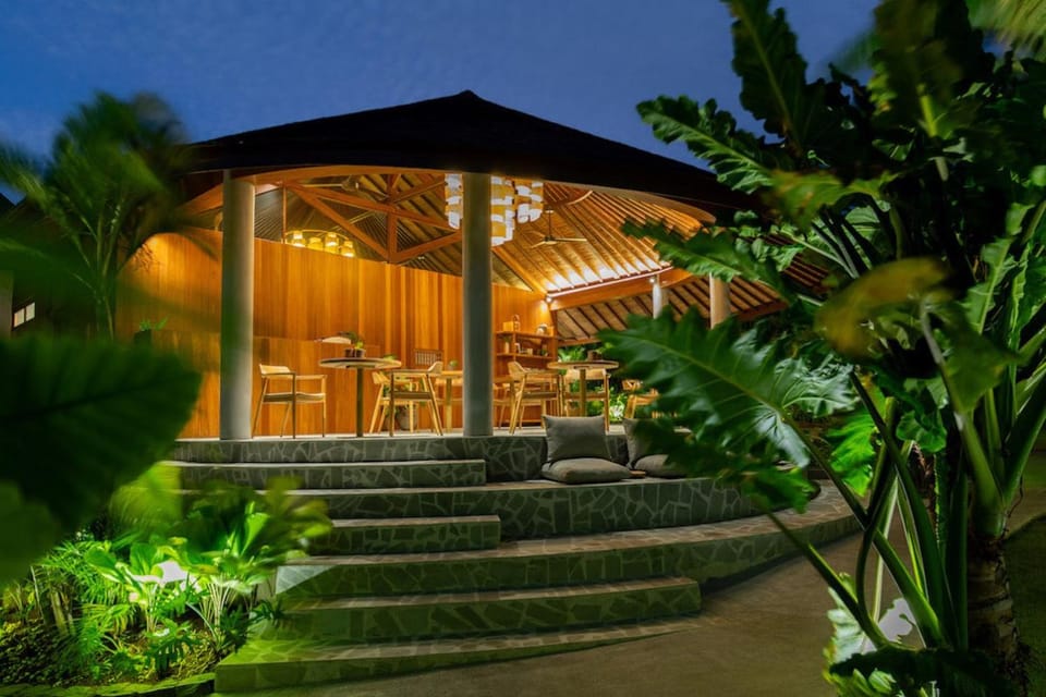 Property building, Night, Garden