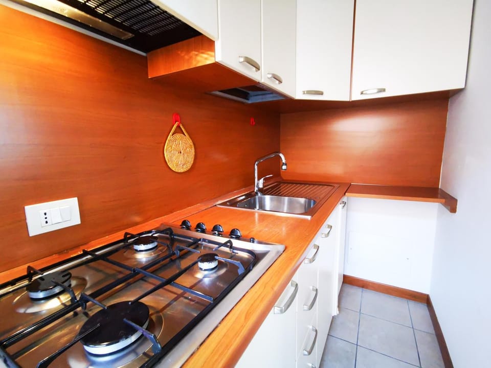 Kitchen or kitchenette, stove