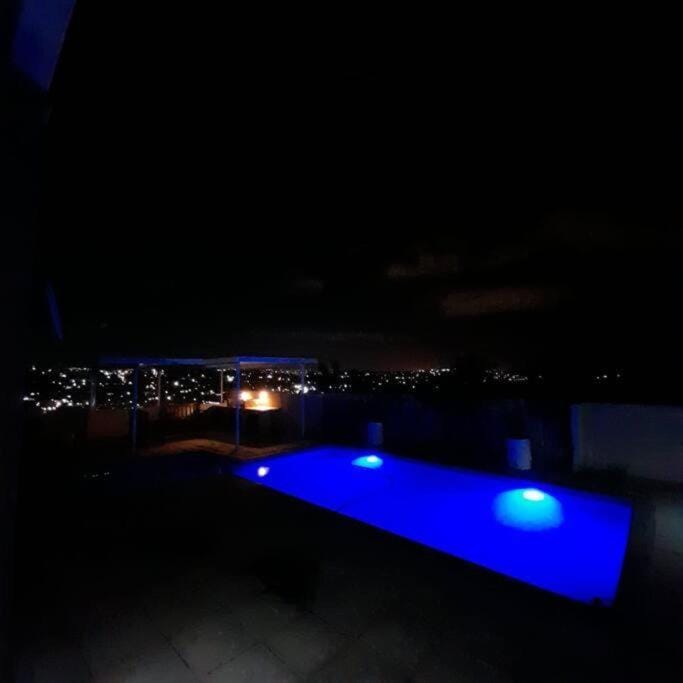 Night, Pool view, Swimming pool