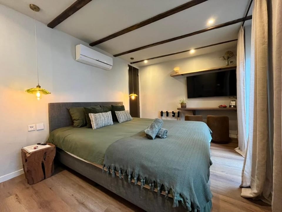Bed, TV and multimedia, Photo of the whole room, Seating area, Bedroom, towels, air conditioner