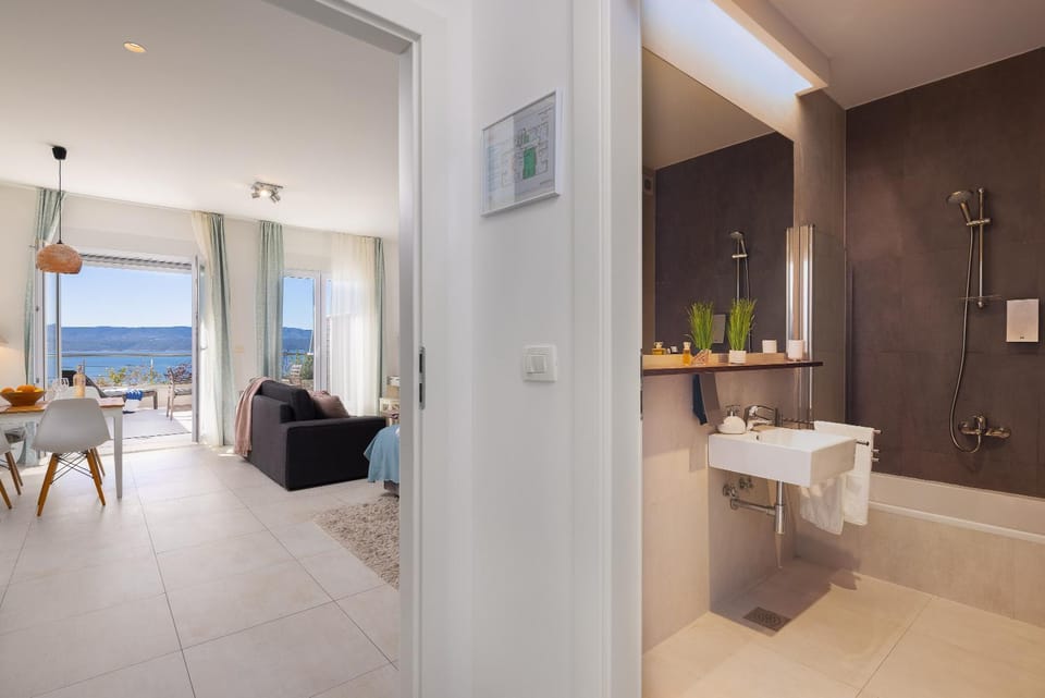 Natural landscape, Bathroom, Living room, Seating area, Sea view