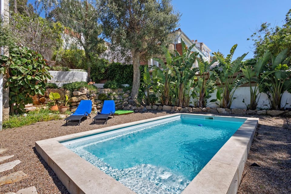 Property building, Living room, Swimming pool