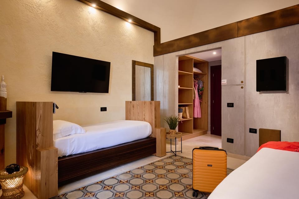 Bed, Photo of the whole room, minibar, wardrobe