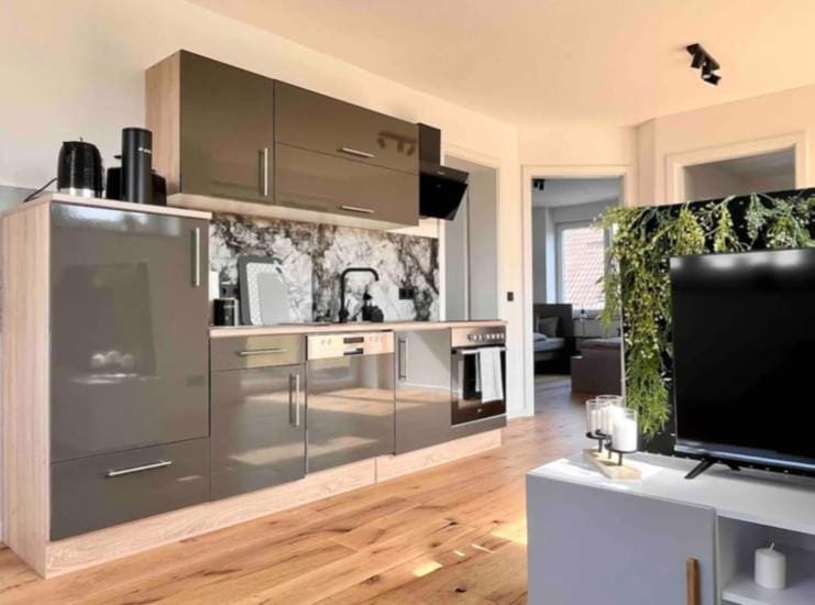 Kitchen or kitchenette, stove, kitchen