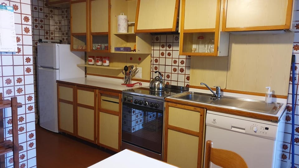 Kitchen or kitchenette, dishwasher, oven, stove