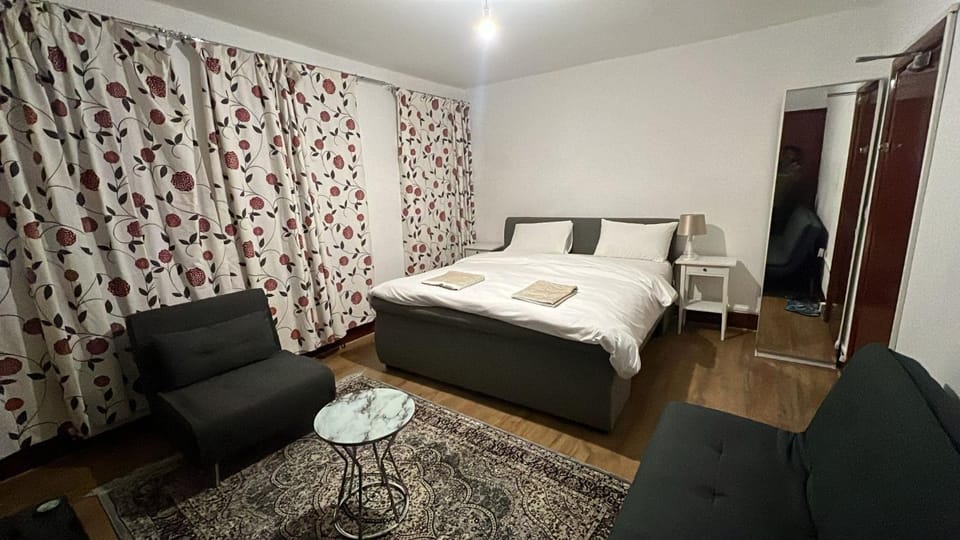 Bed, Living room, Photo of the whole room, Seating area, Bedroom, furniture, towels