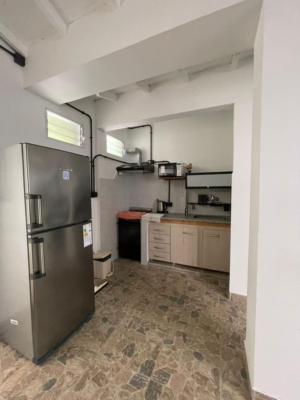 Kitchen or kitchenette, oven