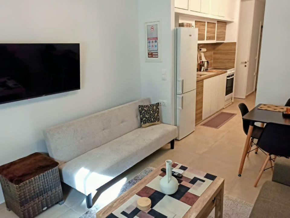 Kitchen or kitchenette, Living room, Seating area, Dining area
