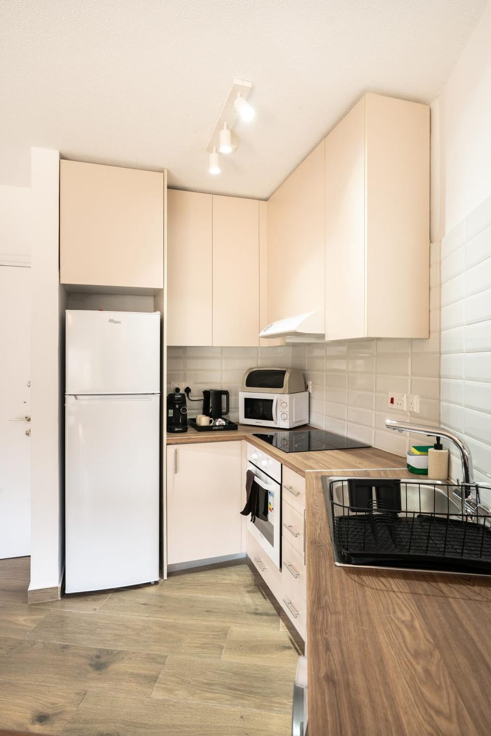 Kitchen or kitchenette, oven, toaster
