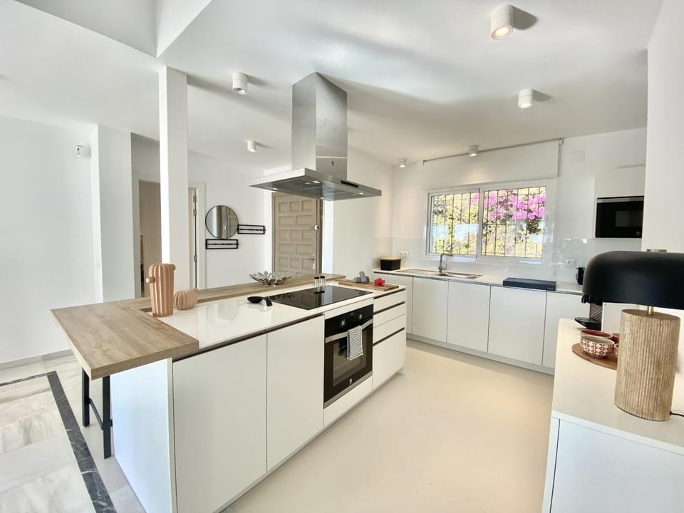 Kitchen or kitchenette, stove