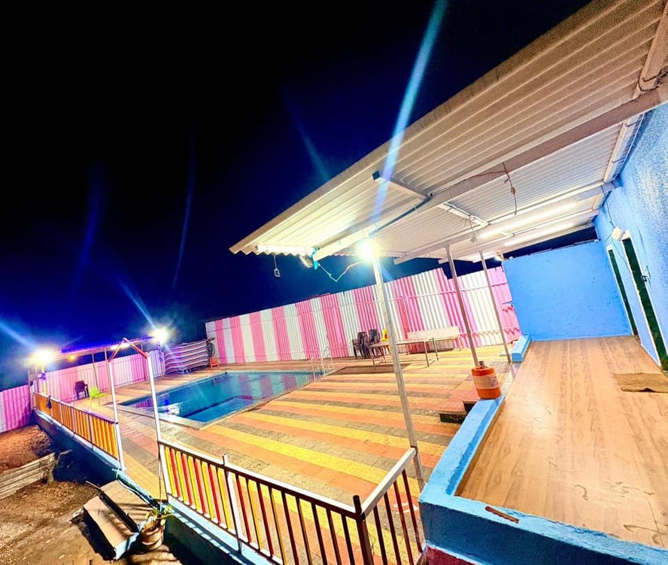 Property building, Night, Swimming pool