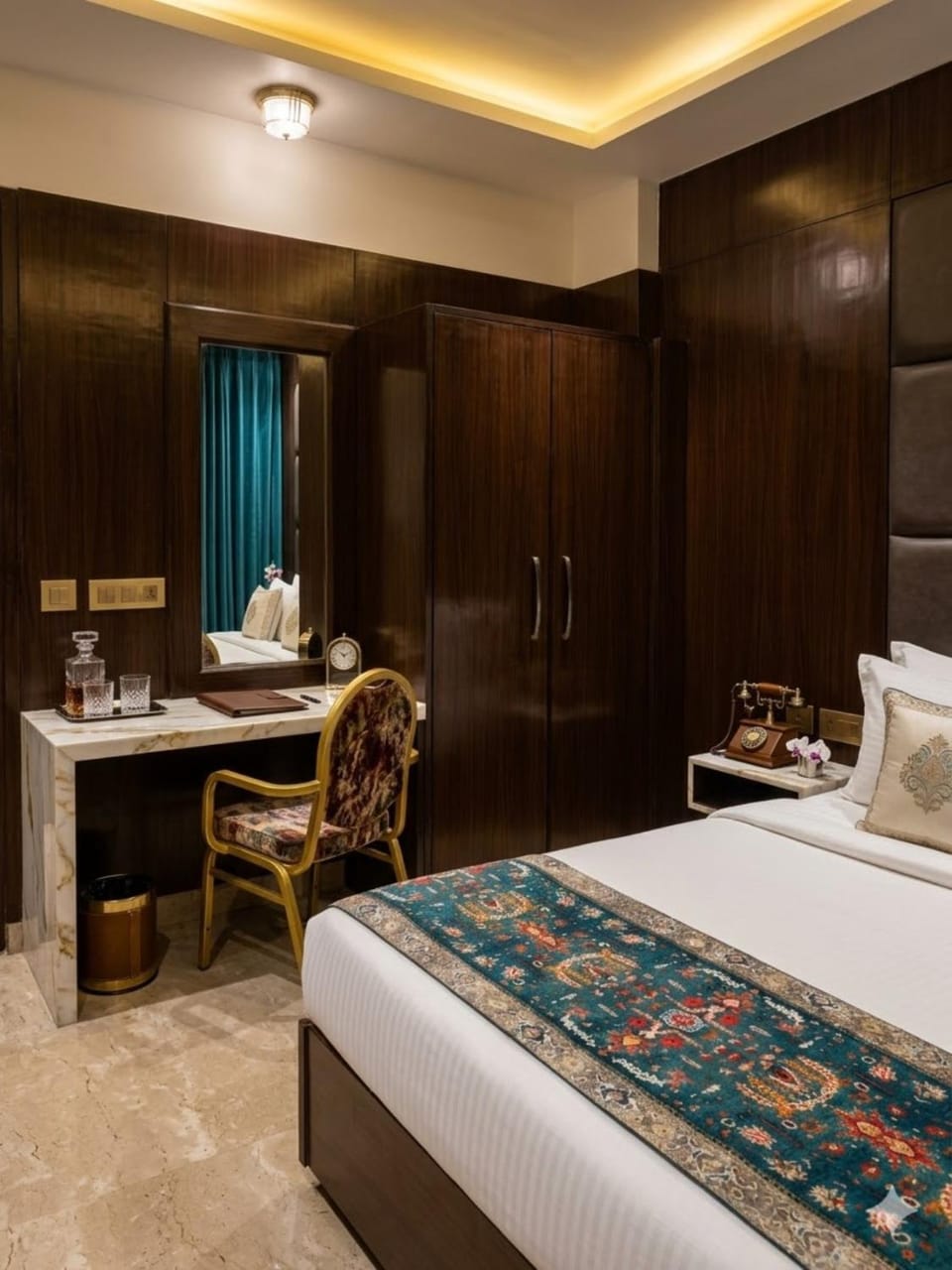 Bed, Living room, Photo of the whole room, Seating area, Bedroom, hair dresser, wardrobe