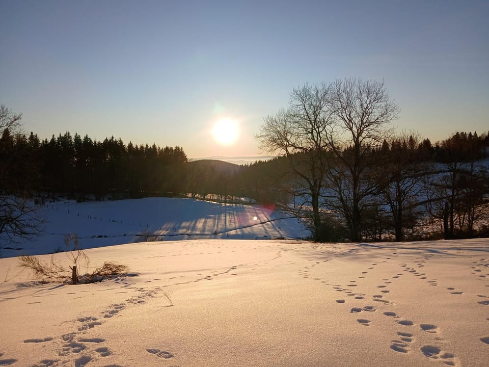 Natural landscape, Winter, Mountain view, Sunset