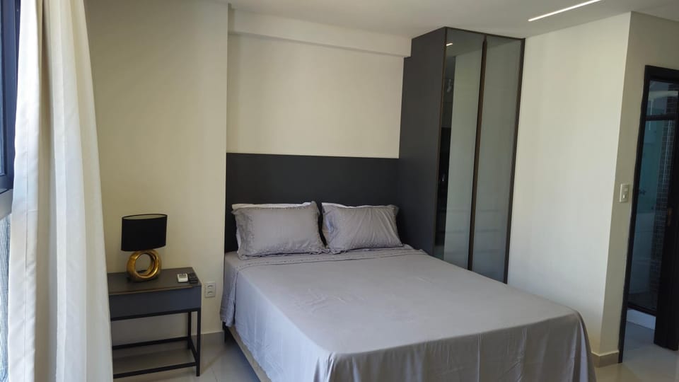 Bed, wardrobe