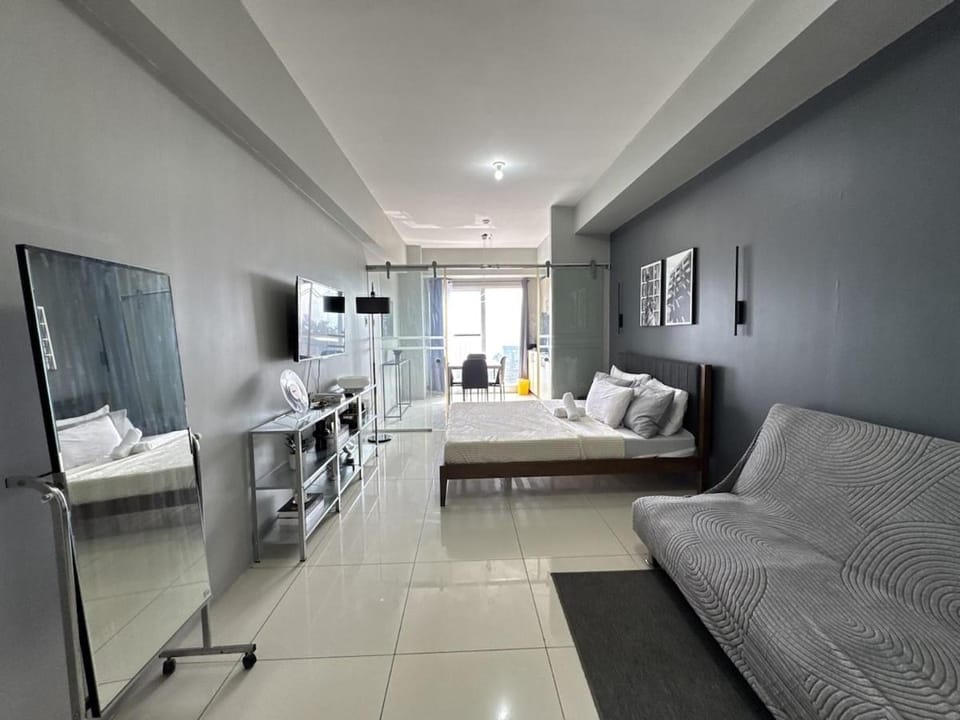 Monochrome Bauhaus Studio with Lake View at SMDC Wind Apartment in Tagaytay