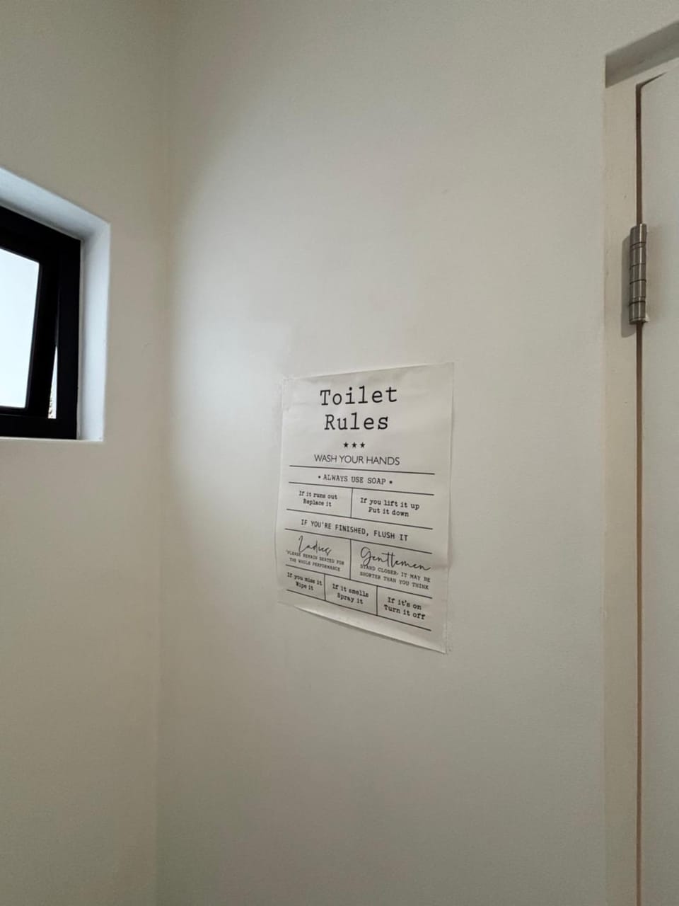 Bathroom, Text overlay