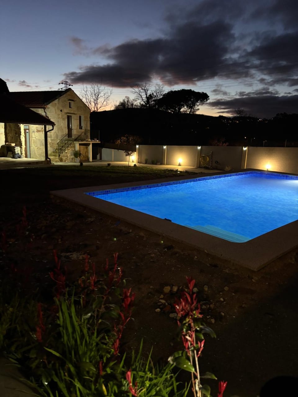 Property building, Night, Pool view, Swimming pool