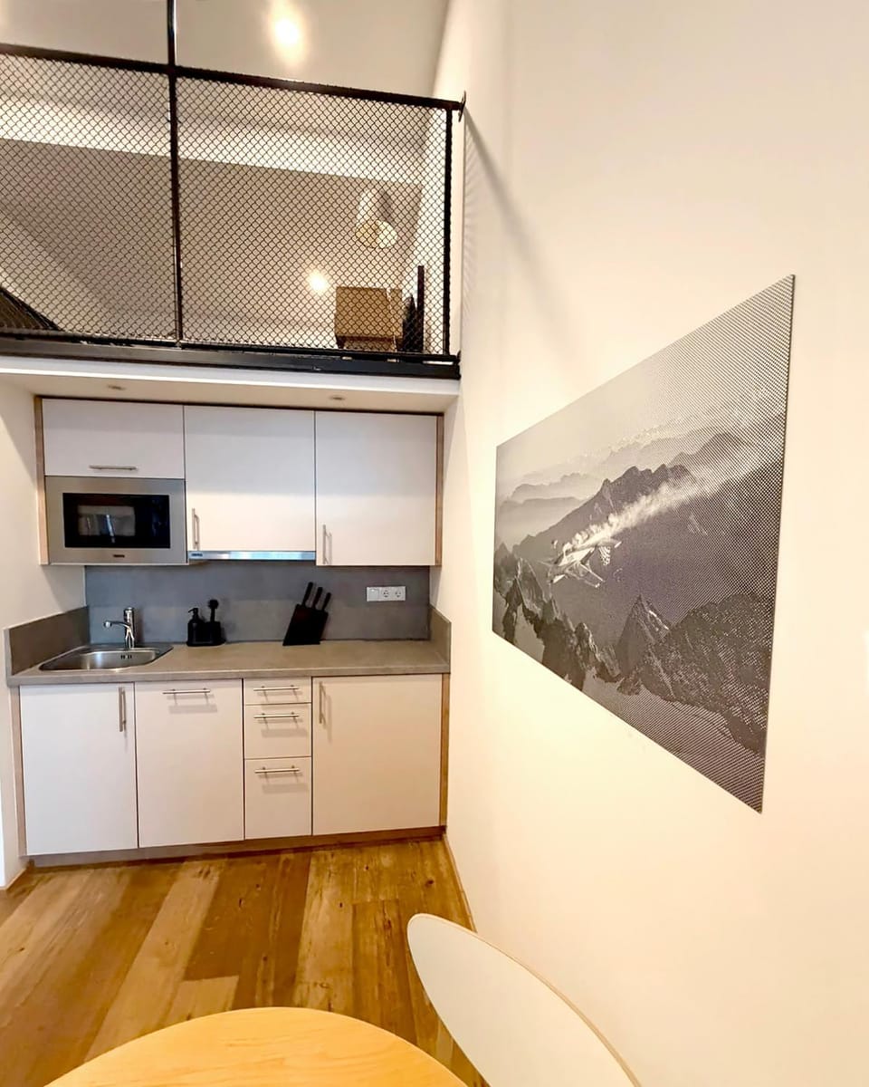 Kitchen or kitchenette, microwave