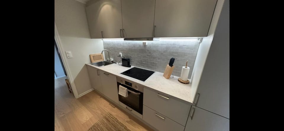 Kitchen or kitchenette, stove