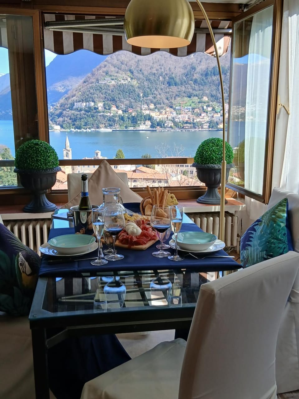 Natural landscape, Living room, Seating area, Lake view