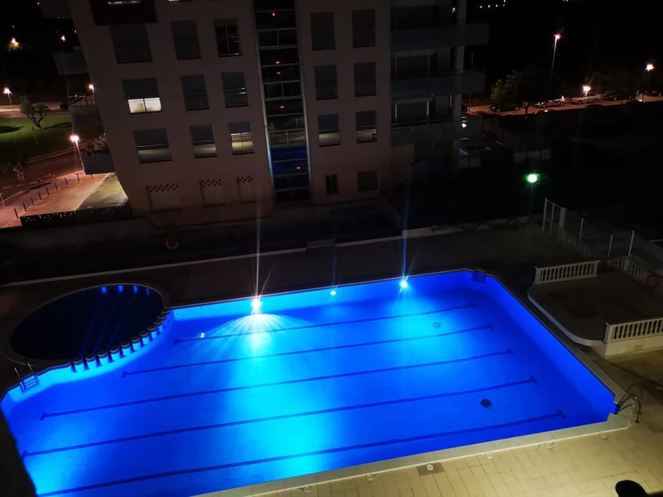 Night, Pool view, Swimming pool