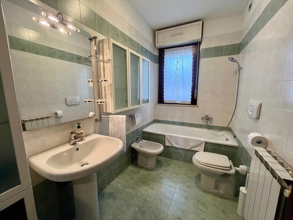Toilet, Bathroom, Bath, bidet, hair dryier, towels