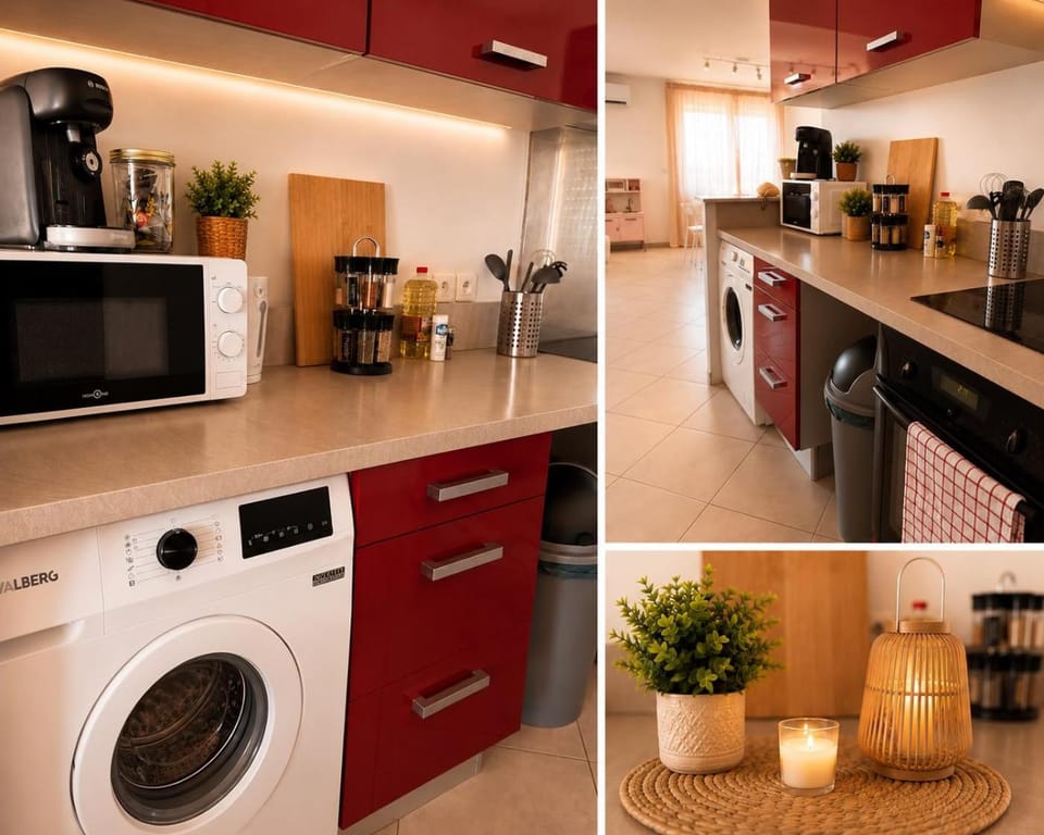 Coffee/tea facilities, oven, stove, washing machine