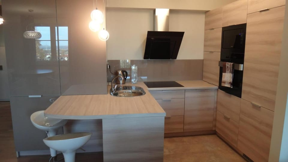 Kitchen or kitchenette, oven, stove