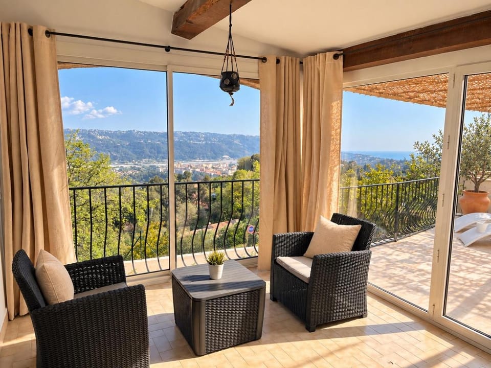 Patio, Day, Natural landscape, Solarium, View (from property/room), Balcony/Terrace, Living room, Seating area, Dining area, Mountain view, Sea view
