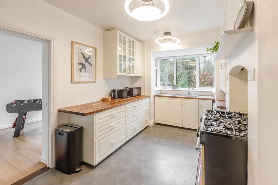 Kitchen or kitchenette, oven, stove