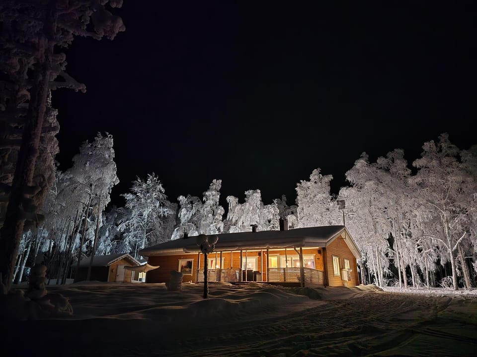 Property building, Night, Winter