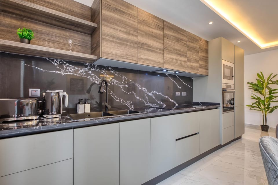 Kitchen or kitchenette, stove