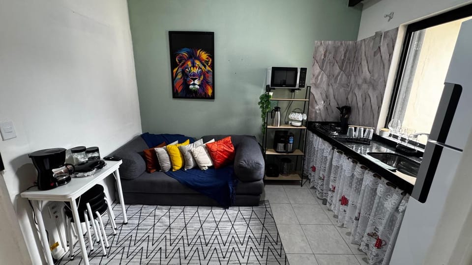 Kitchen or kitchenette, Living room, Seating area, stove