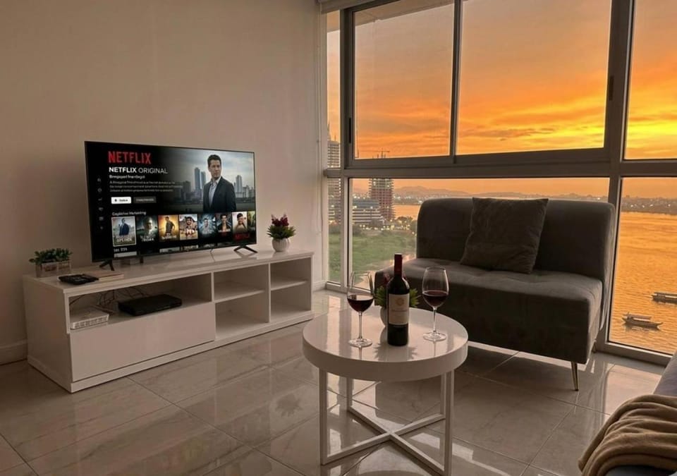 Bird's eye view, TV and multimedia, Living room, River view, furniture