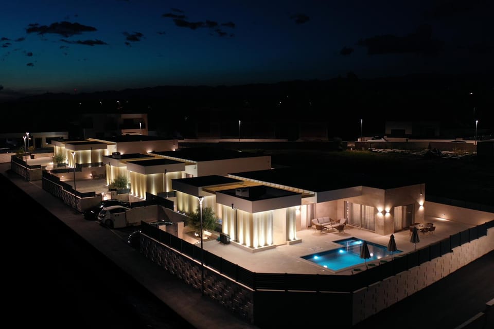 Night, Pool view, Swimming pool