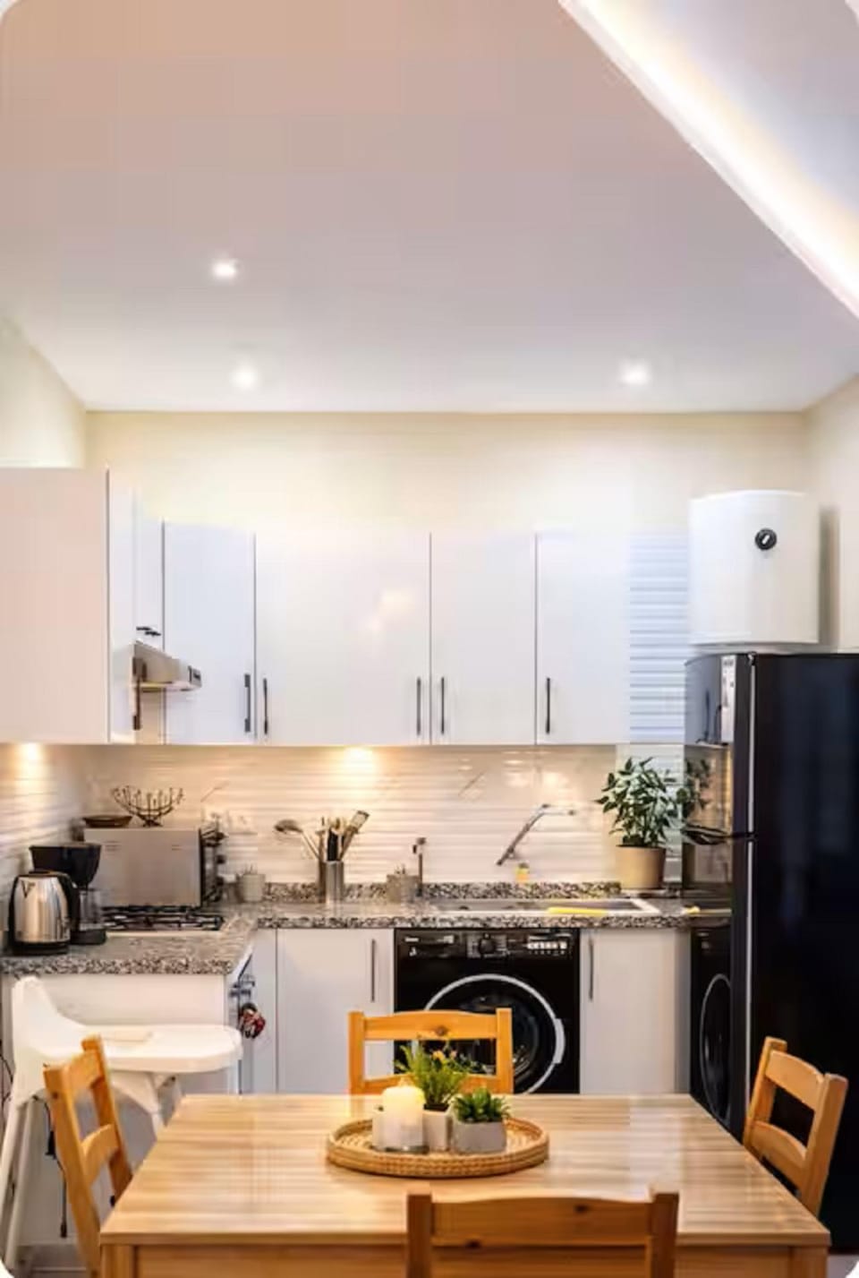 Kitchen or kitchenette, stove, kitchen