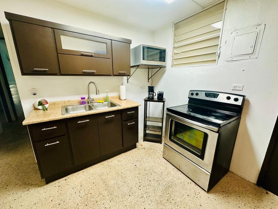 Kitchen or kitchenette, oven
