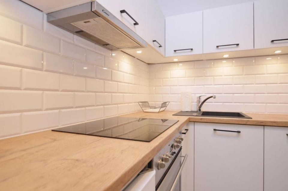 Kitchen or kitchenette, stove